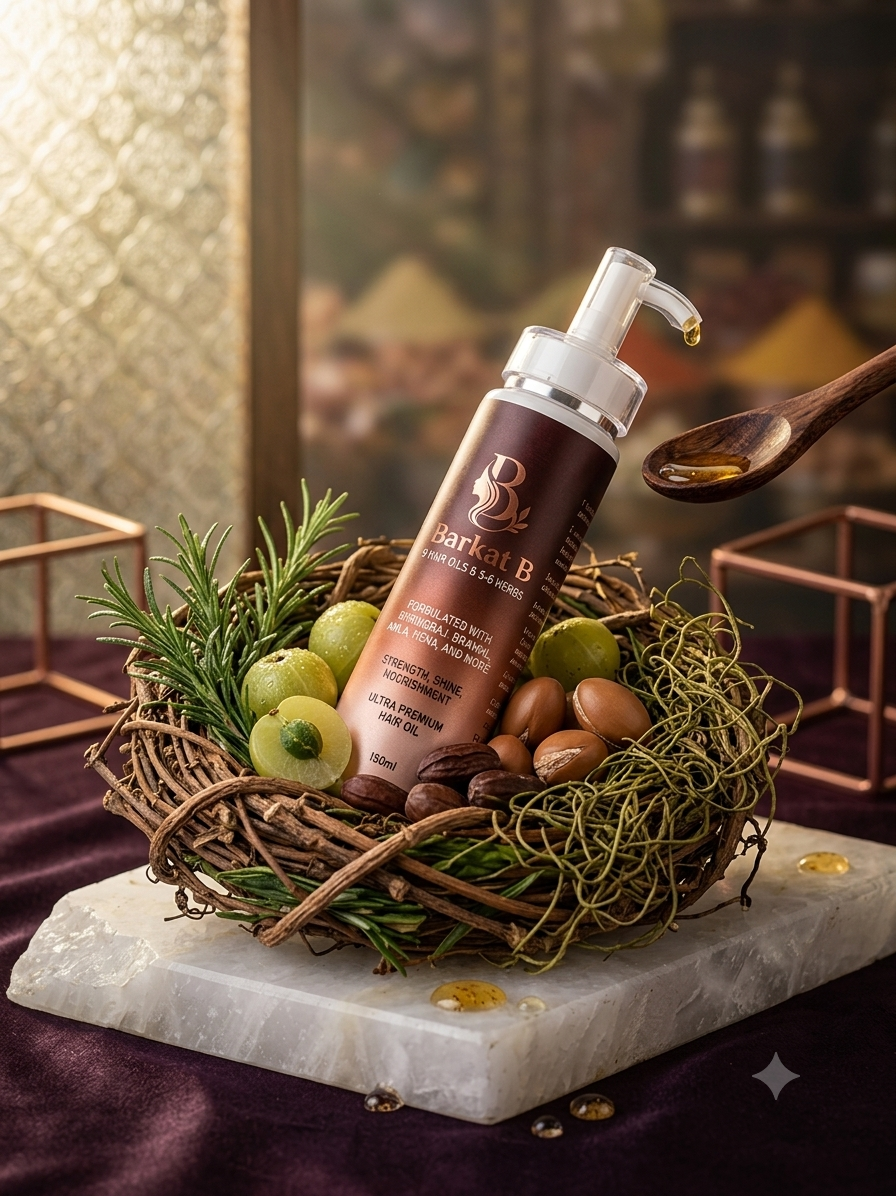 Barkat B - Ultra Premium Herbal Hair Oil | Ancient Royal Formula for Strength, Shine & Scalp Nourishment (150ml)